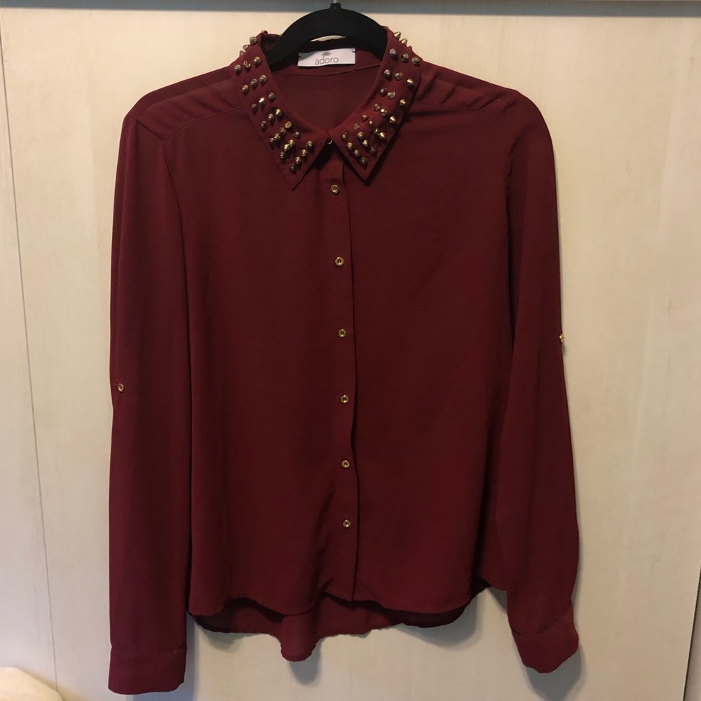 Burgundy studded shirt